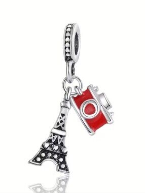 Eiffel Tower & Red Camera Dangle Charm